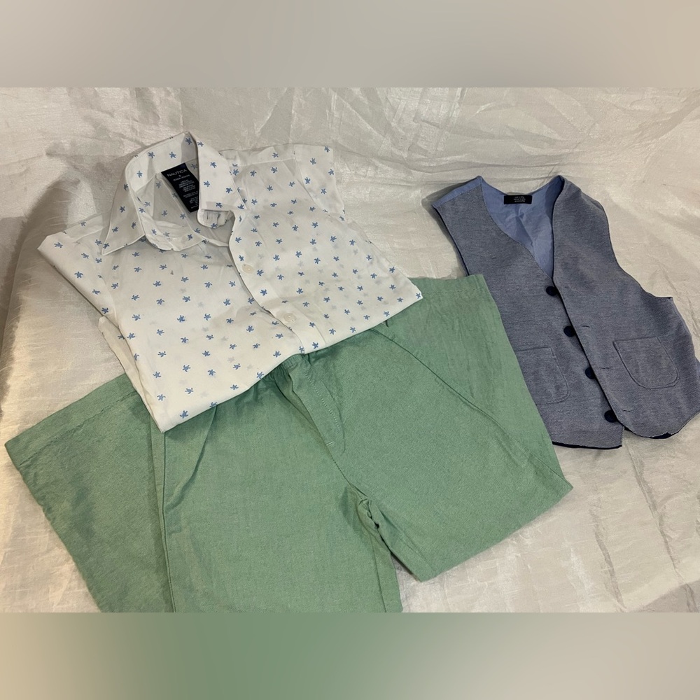 Nautica Boys Size 6 Easter Wedding Church Outfit Vest Shirt Pants 3Pc Set